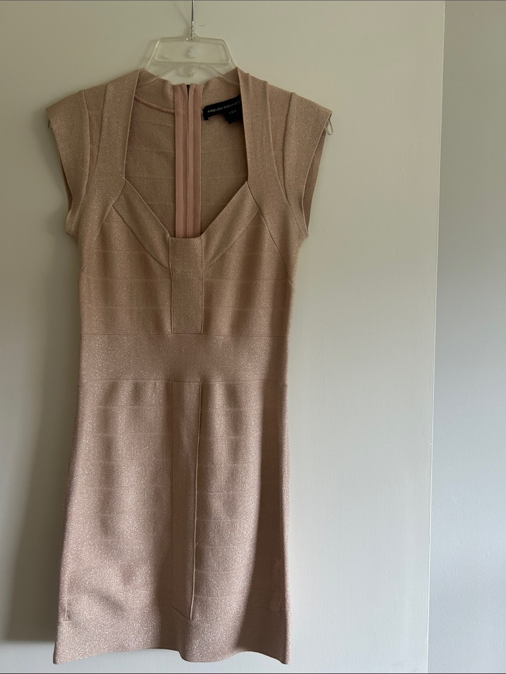 French Connection Champagne Gold Shimmer Mini Dress